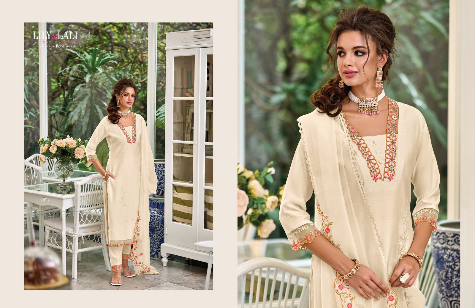 Melange By Lily And Lali Silk Embroidery Kurti With Bottom Dupatta Wholesale Clothing Suppliers In India
